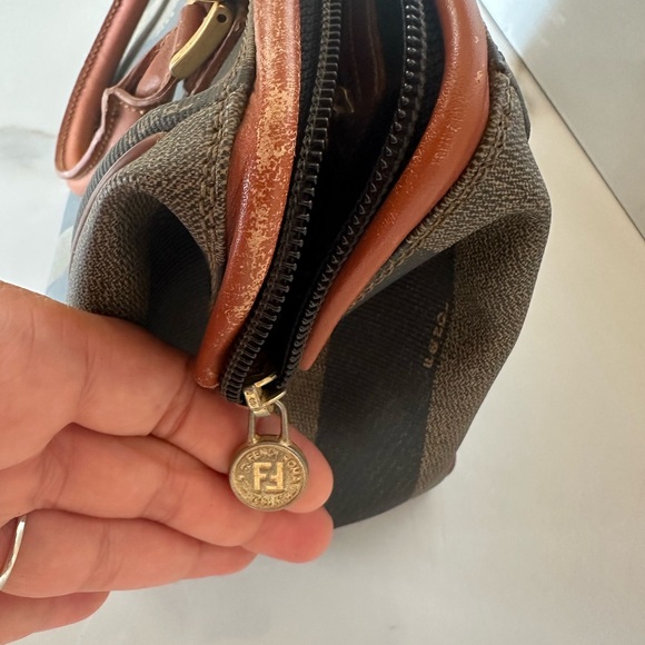 Fendi Vintage Pecan Canvas Coated Boston Bag - Picture 16 of 16